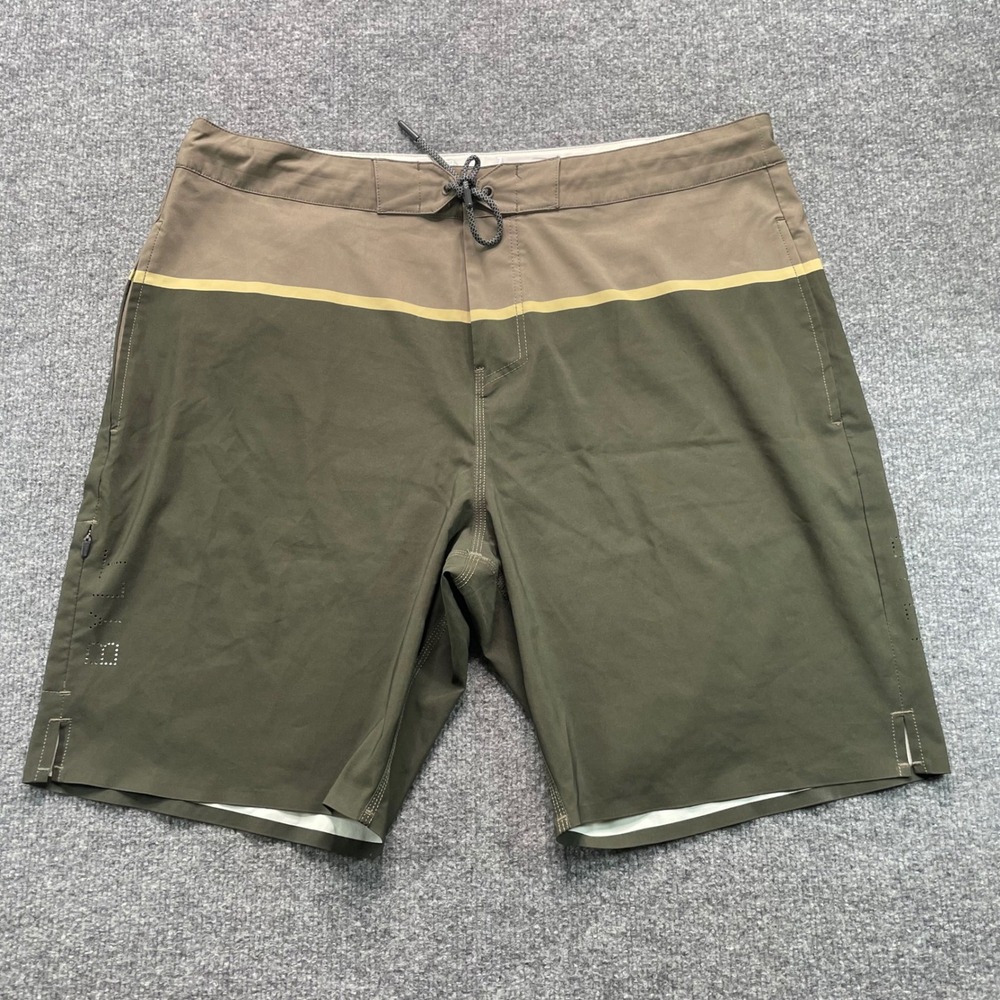 BYLT Coastal Boardshort Mens XXL Green Tan Swim Trunks CBSHORT_SSE/SND/FRS_XXL